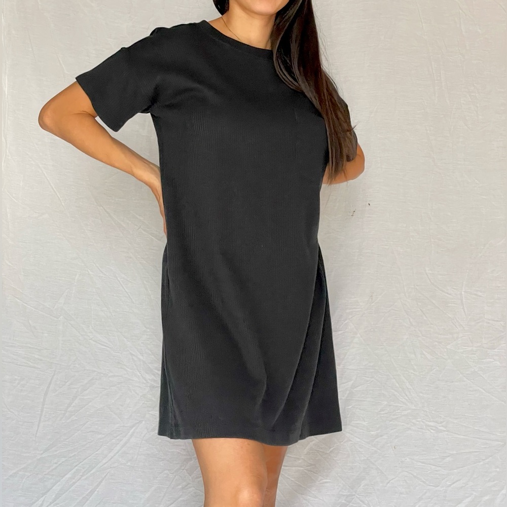Madewell black ribbed tee dress XS